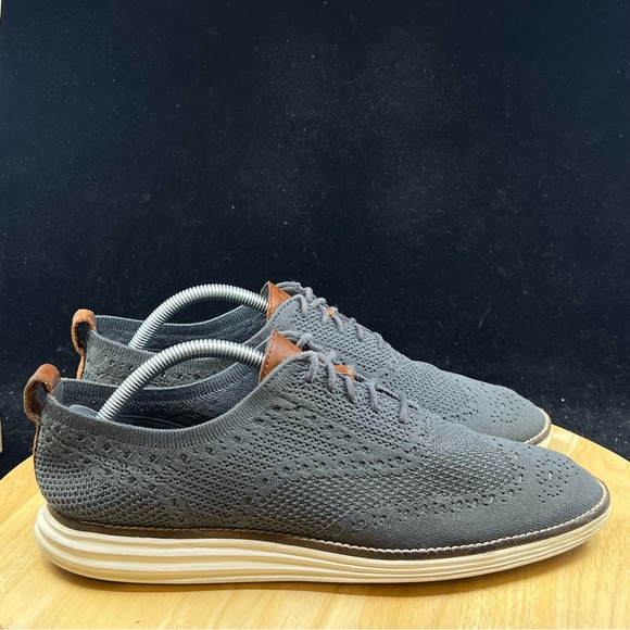 Cole Haan Original Grand Grey Wingtip Oxford Shoes Knit C27961 Mens Size 9 - Picture 5 of 10
